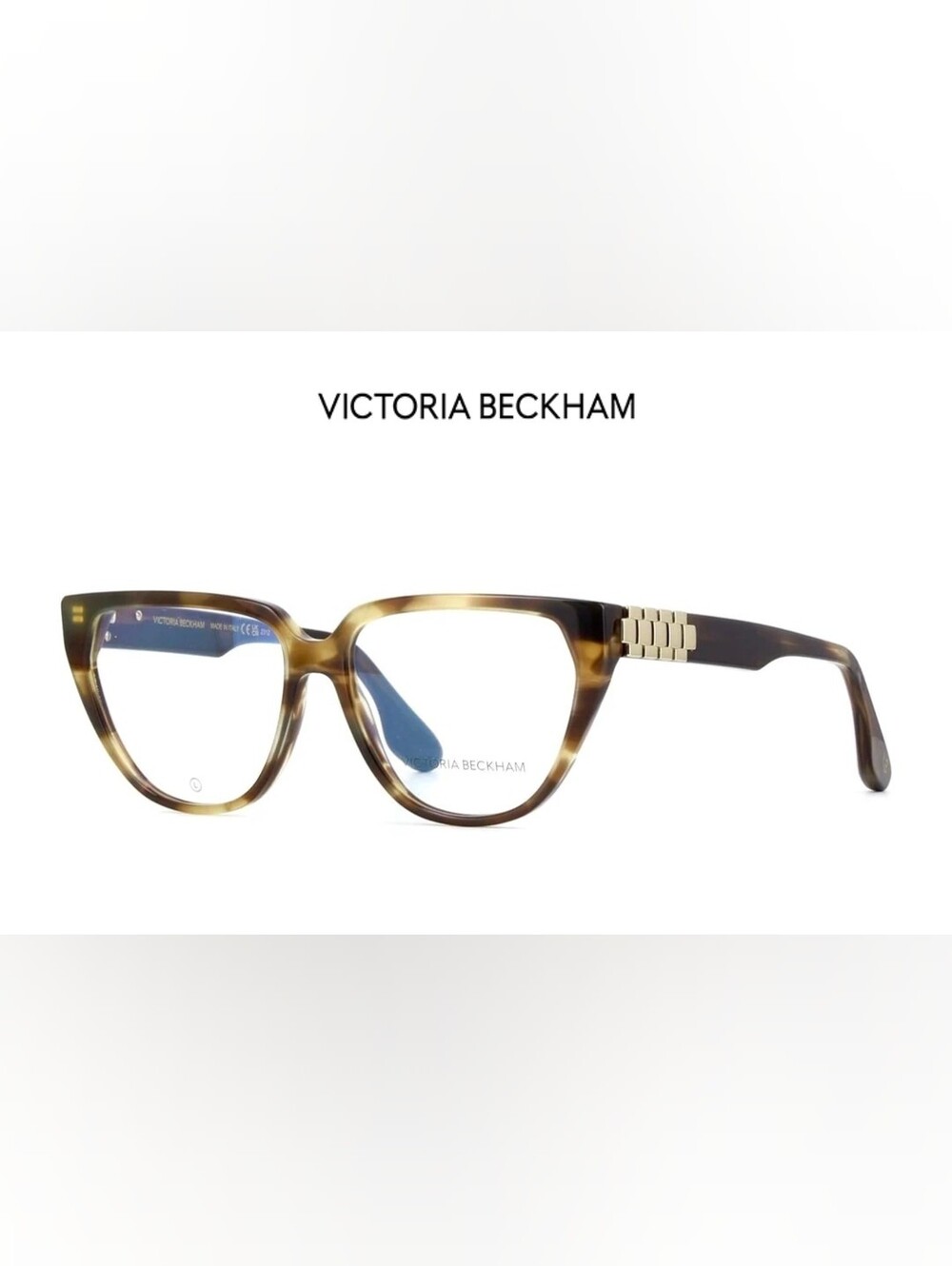 NWT Victoria Beckham VB2661 Eyeglass Frames Striped Khaki Havana 54-14-145